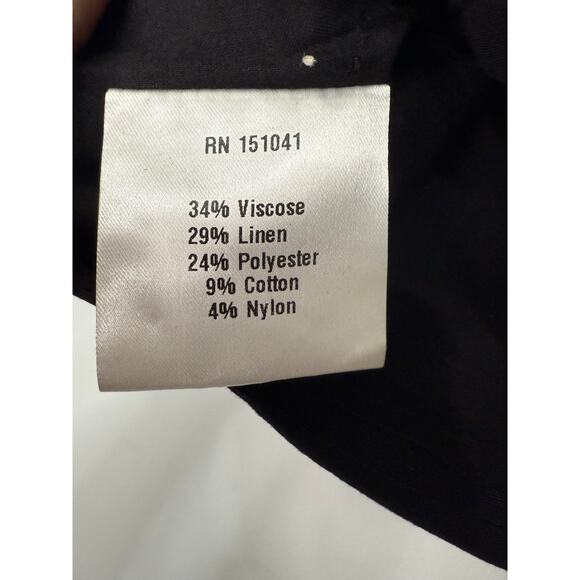 kourt Taylar Cropped Linen Blend Minimalist Casual Stylish Black Top 8 - Picture 8 of 8